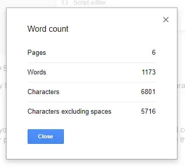 google docs word count