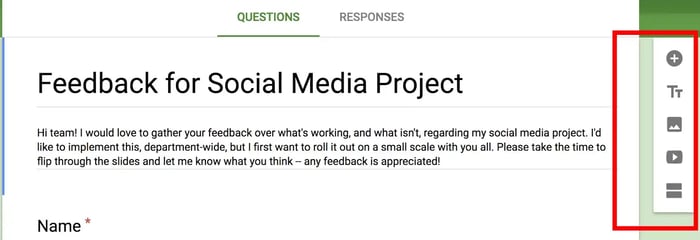 Google Forms: right toolbar