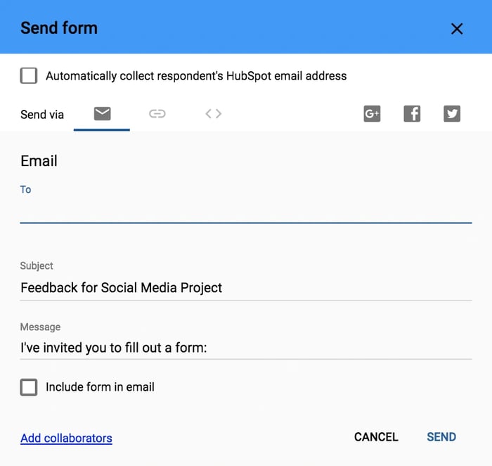 Google Forms: Send Form