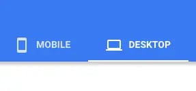 Mobile and Desktop tabs on Google PageSpeed Insights