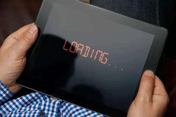 google-page-speed image of tablet with the word 'loading' on the screen