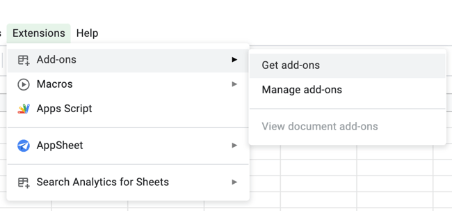 google sheets templates: add-ons