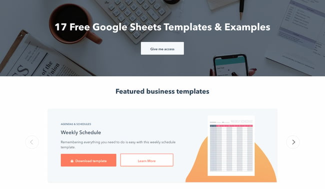where to find google sheets templates: hubspot