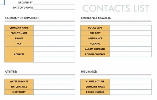 contact list template for Google sheets