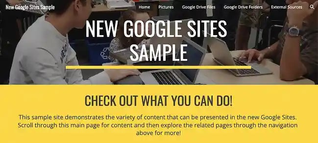 Google Sites tutorial examples: sylvania schools test website