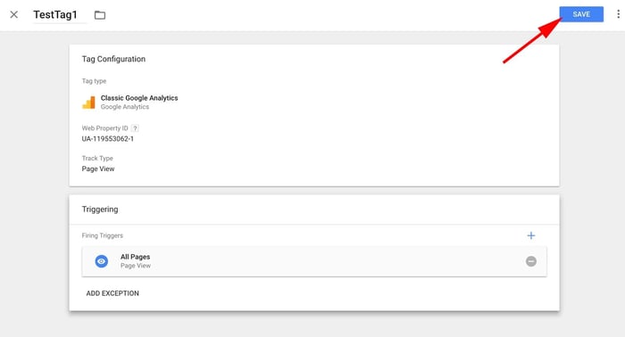 Save your tag in Google Tag Manager