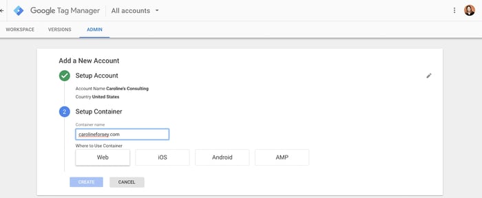 Sign up for Google Tag Manager