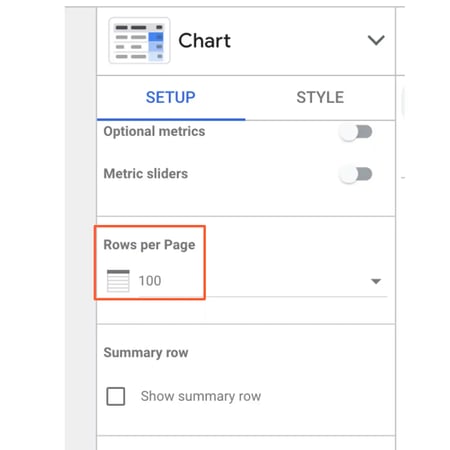 Google Looker Studio Tutorial: change rows per page