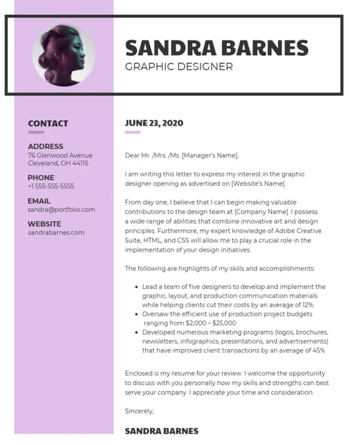 sandra barnes cover letter