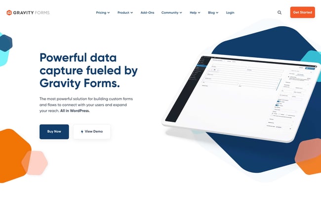 colorful website theme example, gravity forms
