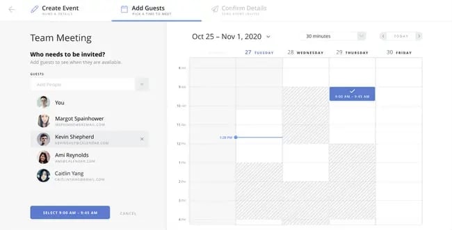 Scheduling tool online example: Calendar
