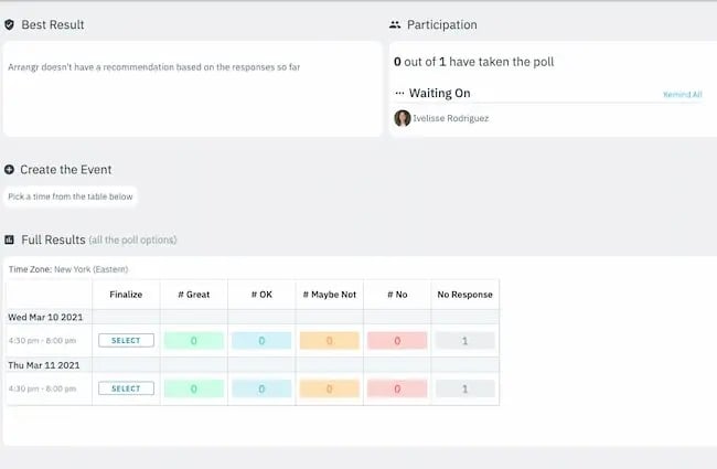 Scheduling tool: Arrangr