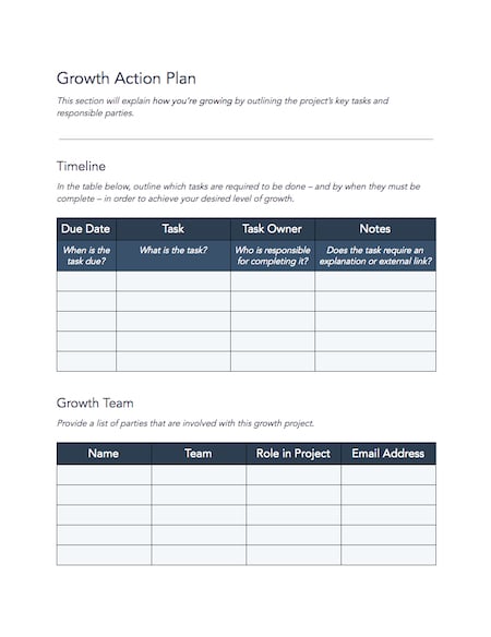 growth action plan for business development
