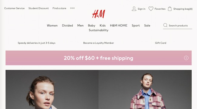 Information architecture example: H&M