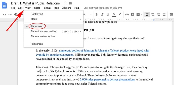 how to do mla citation indent on google docs