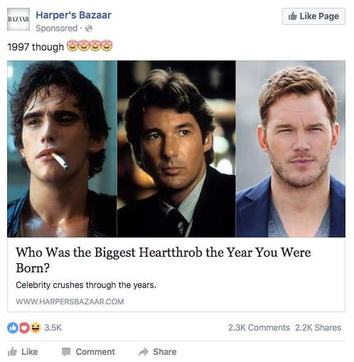 asking a question Facebook ad