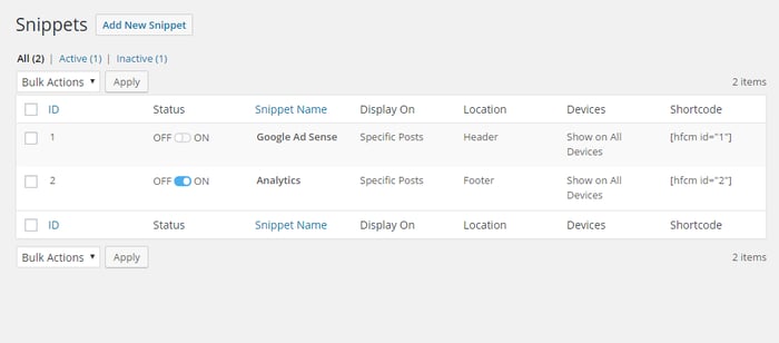 how to insert headers and footers: header footer code manager plugin