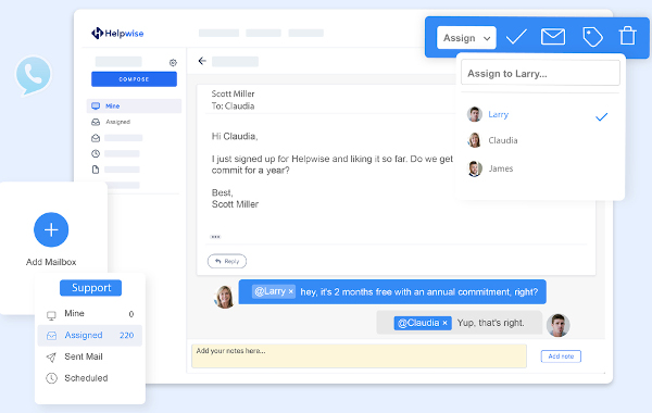 helpwise collaborative email shared inbox toolset