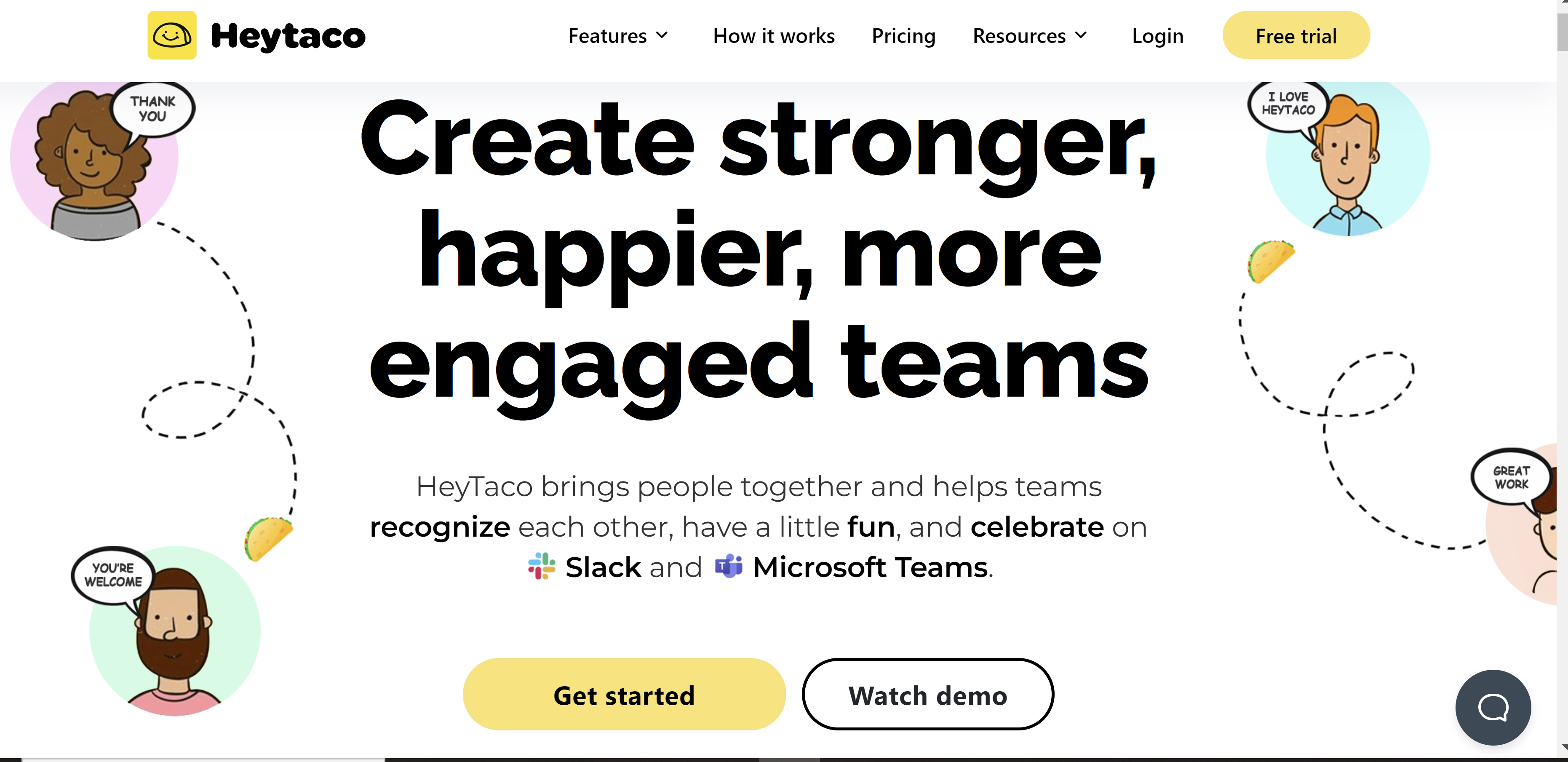 Screenshot of Heytaco, a bot that's available in Slack and Microsoft Teams