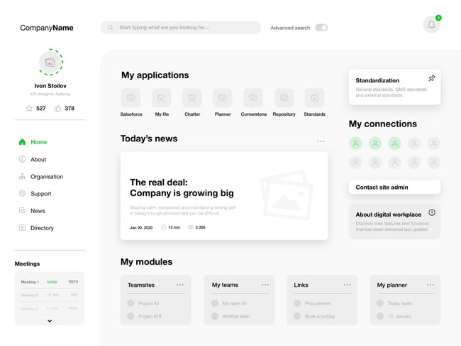 High-Fidelity Wireframe Example Black and White