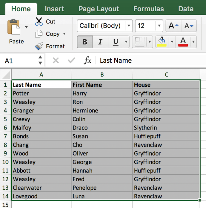 make columns sortable in excel for mac