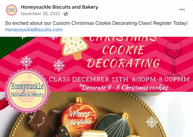 honeysuckle biscuits bakery.jpg?width=650&height=461&name=honeysuckle biscuits bakery - 41 Facebook Post Ideas for Businesses