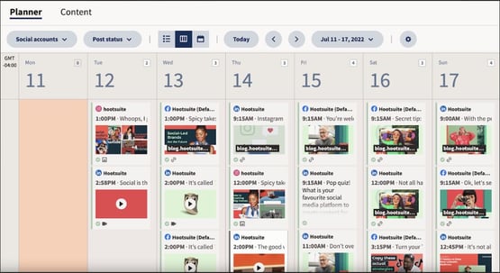 social media content calendar tools:hootsuite calendar