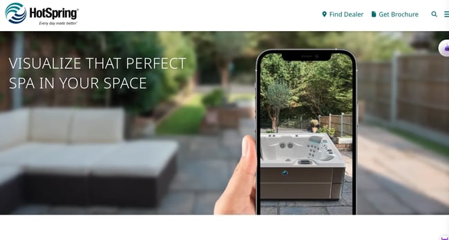 Hot Spring Spas has a virtual planning and shopping tool using AR to support the shopping experience.