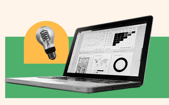 computer with graphs on screen and lightbulb representing easy excel tips and tricks