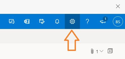 how to white list an email in Outlook, outlook gear icon