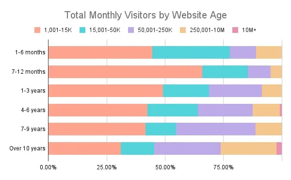 Total Monthly Visitors by Website Age