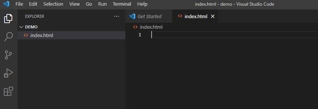 VS Code with index.html file