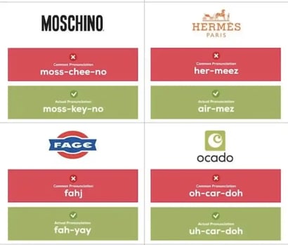 examples of brand names with confusing pronunciation