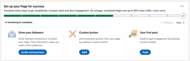 how to create a company page on LinkedIn: complete page in dashboard