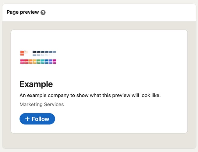 how to create a company page on LinkedIn: preview result