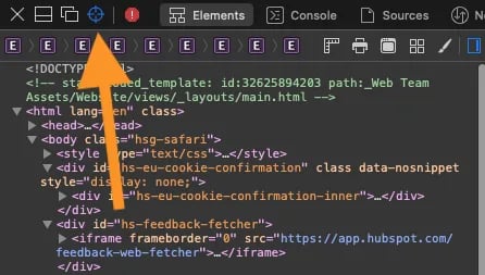 how to inspect element on mac, the safari inspect element button