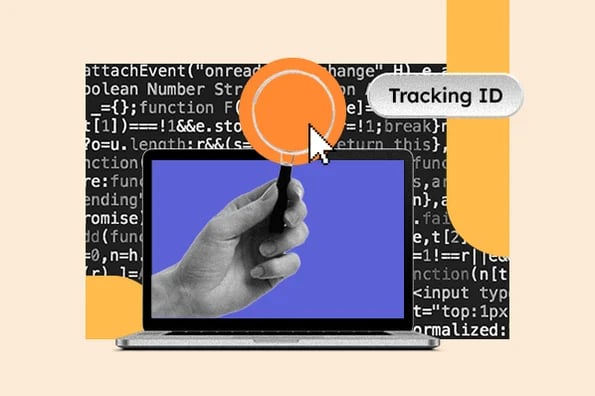 install google analytics tracking code: image shows a computer with a magnifying glass coming out of it 