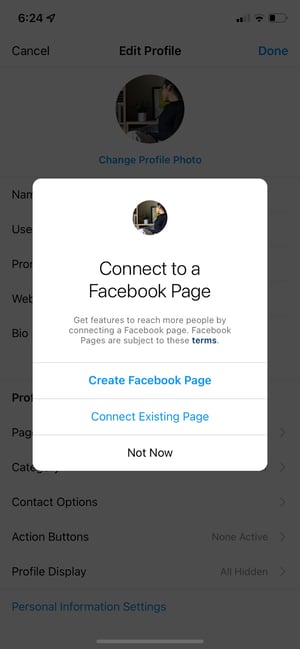 كيفية استخدام رؤى instagram: قم بتوصيل صفحة fb