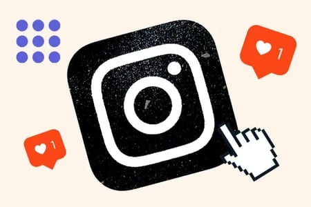 Discover how to use Instagram. Image shows Instagram logo and a computer mouse clicking on it. 