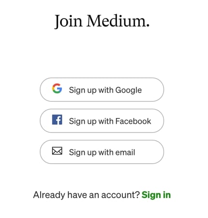How to use Medium, Join Medium sign-up page