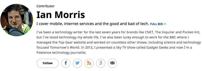 author bio example: ian morris 2