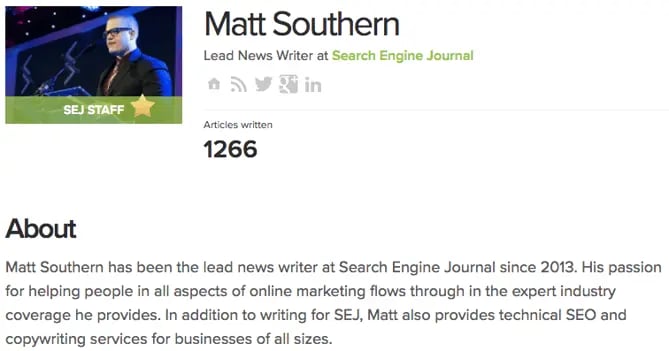 author bio example: matt southern