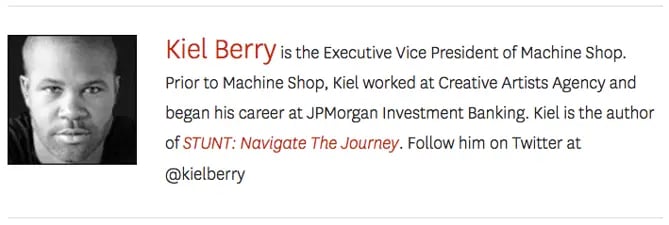 author bio example: kiel berry