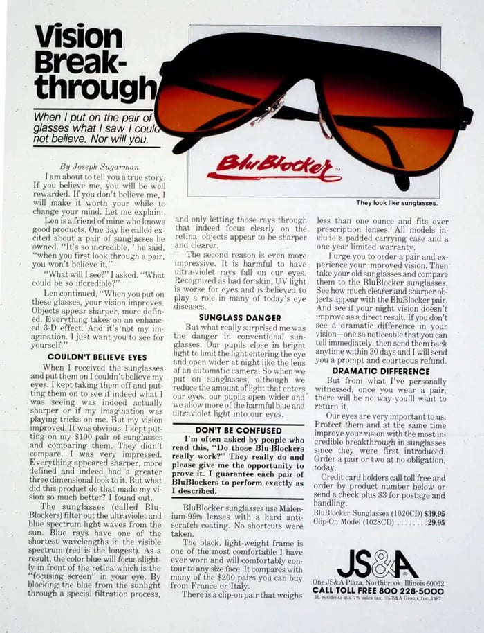 blublocker sunglasses print ad