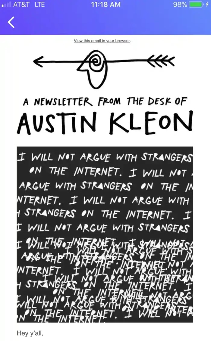 A newsletter from the desk of Austin Kleon