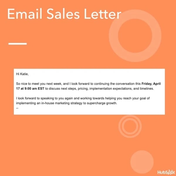 Sample Email Sales Letter from HubSpot's sales team