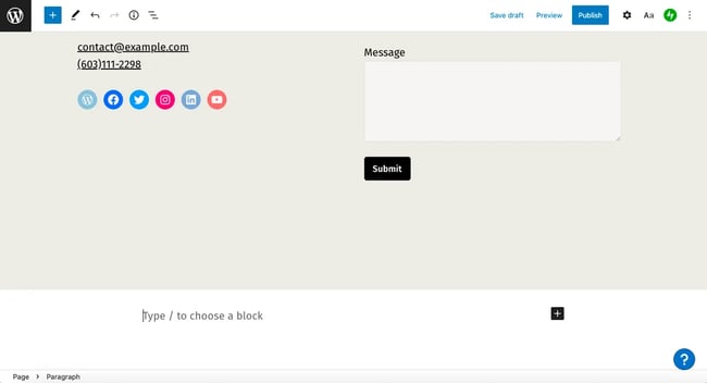 How to Add a HTML Telephone Link to Your Footer in WordPress: Edit paragraph block