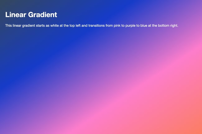 HTML background gradient with blue, pink, and orange color stops