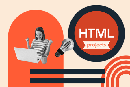 woman learning html projects for beginners 