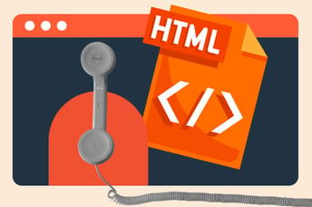 html telephone link represented by a telephone and an illustration of a browser window